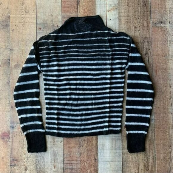 Weekday trinity sheer knitted jumper with high neck in black and white striped - Picture 1 of 9